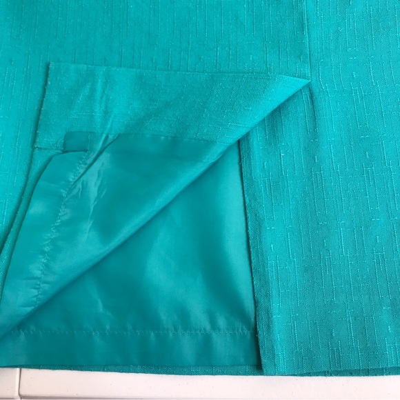 Vintage Adrianna Papell Teal Slub Fabric Skirt Back Zip Women Size 14 - Picture 5 of 10